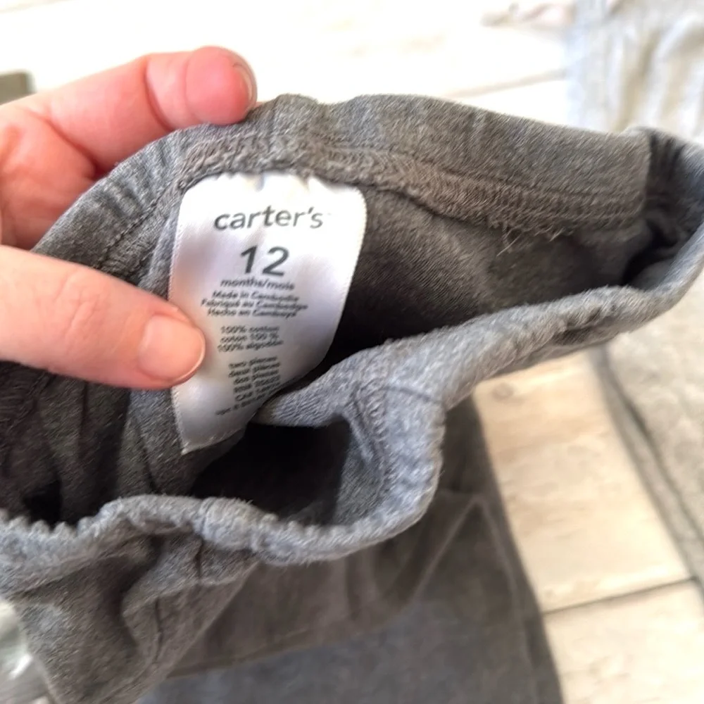 Carters 12m Baby Boy Pants Bundle Lot Set of 3 Gray Camo Cargo Pants Sweats